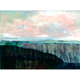 LAYERED COLLAGE LANDSCAPE ART BY DANIELLE MORGAN. BLUE AND GREEN PALETTE WITH GOLD TEXTURAL MARKS. INSPIRED BY NORTHERN IRELAND'S LANDSCAPE