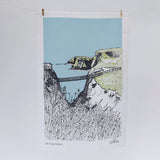 Carrick-A-Rede Rope Bridge Screen Printed Artist Tea Towel