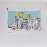 Titanic Quarter Belfast Screen Printed Artist Tea Towel