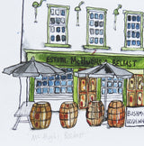 Close up giclée print of McHughs Bar by Danielle Morgan Flax Fox