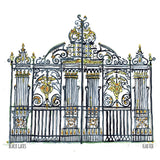 Black park gates illustrated postcard by Flax Fox £2.50