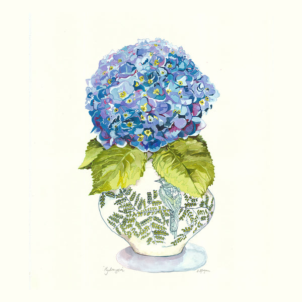Hydrangea Watercolour art by Danielle Morgan from Flax Fox