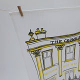 Crown Bar Belfast Screen Printed Artist Tea Towel