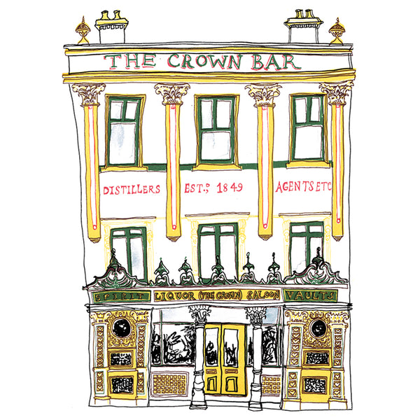 CROWN BAR A5 POSTCARD MINI PRINT BY FLAX FOX