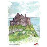 Dunluce Castle art postcard by Danielle Morgan Flax Fox designs.