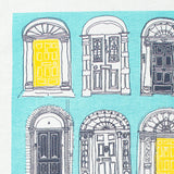 Georgian Doors Screen Printed Artist Tea Towel in Blue
