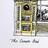 Crown Bar Belfast Screen Printed Artist Tea Towel