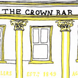 Crown Bar Belfast Screen Printed Artist Tea Towel