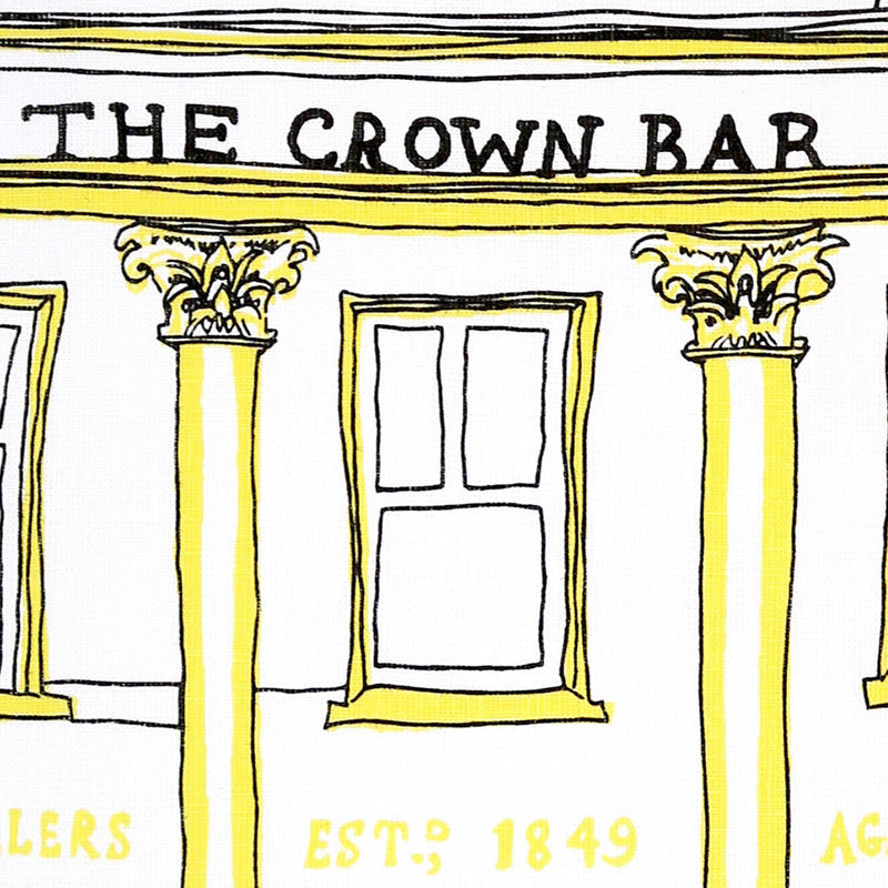 Crown Bar Belfast Screen Printed Artist Tea Towel