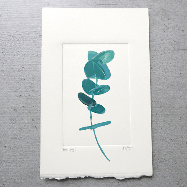 Eucalyptus original watercolour sketch by Danielle Morgan from Flax Fox