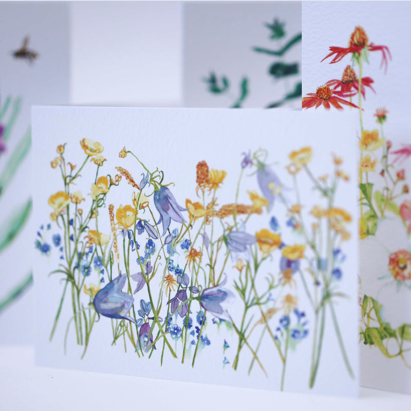 close up of harebell buttercup greeting card florals by Danielle Morgan