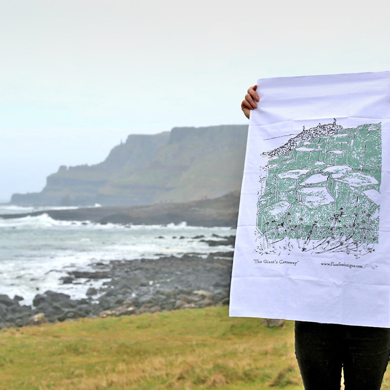 Giant's Causeway Screen Printed Artist Tea Towel