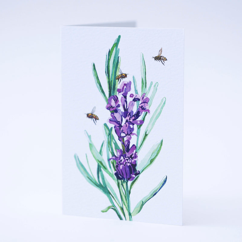 Lavender and honey bees greeting card illustration by Danielle Morgan  