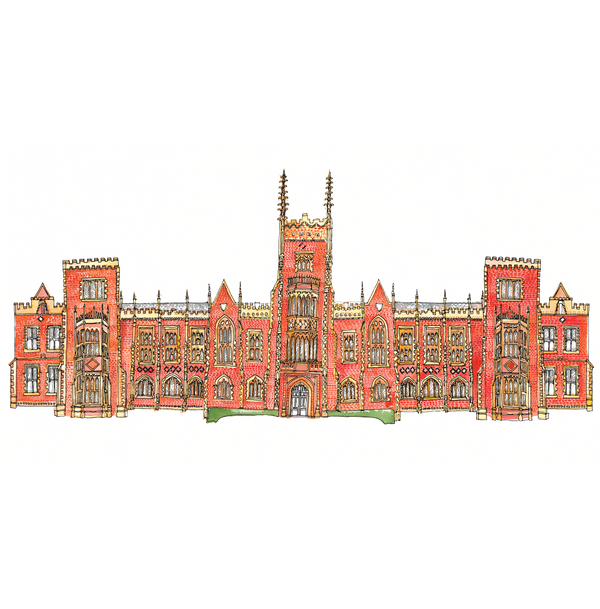 Queen's University giclee art print by Danielle Morgan Flax Fox