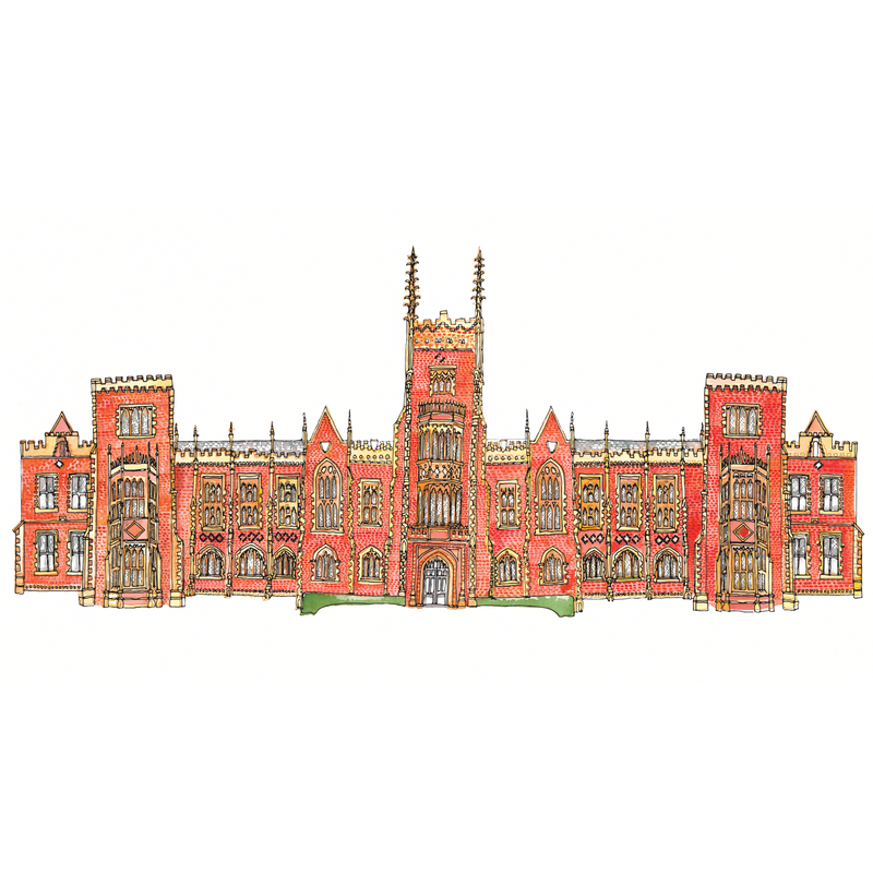 Queen's University giclee art print by Danielle Morgan Flax Fox