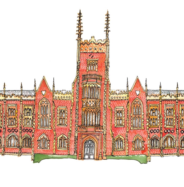 Queen's University giclee art print by Danielle Morgan Flax Fox