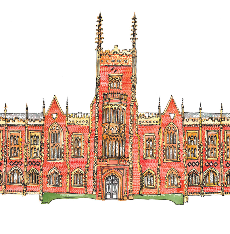 Queen's University giclee art print by Danielle Morgan Flax Fox