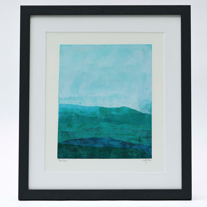 Original Art Print by Danielle Morgan of a cool blue mountain view.