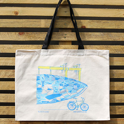 Belfast's Big Blue Fish Cotton Tote Bag