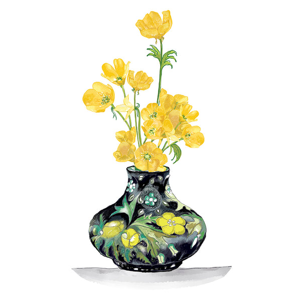 Buttercups in a vase illustration by Danielle Morgan