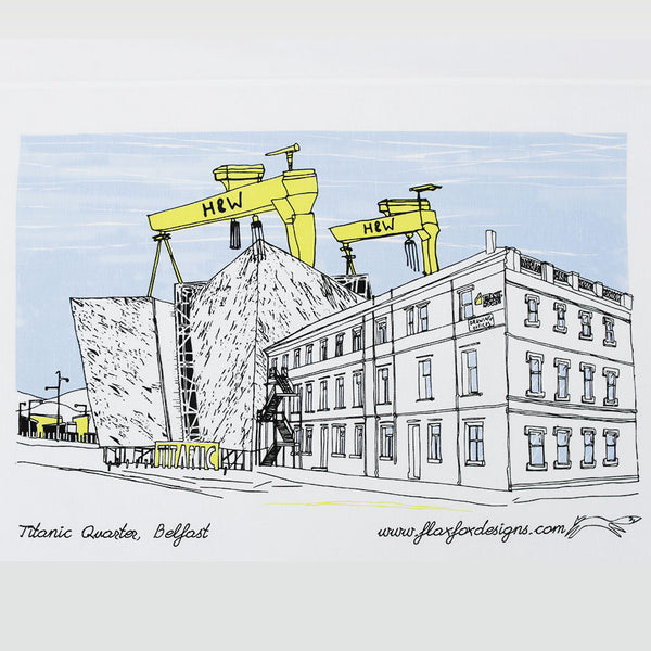 Titanic Quarter Belfast Screen Printed Artist Tea Towel