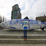 Belfast's Big Blue Fish Linen Tote Bag