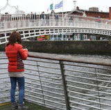 Danielle Morgan Artist drawing Dublin Skyline at Ha'Penny Bridge