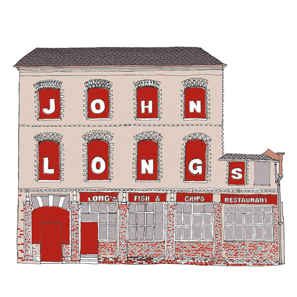 John Longs Fish & Chip Shop Artist Postcard