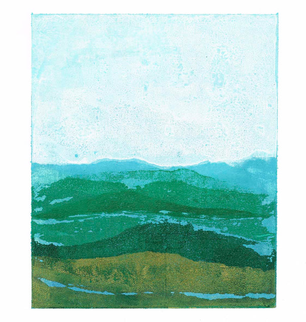 Unframed image of haze casts over the land in winter sun. Art print by Danielle Morgan 