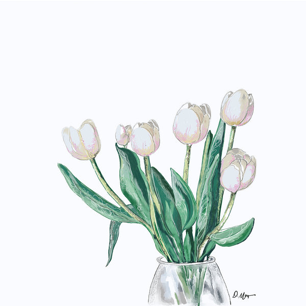 white tulips illustration by flax fox danielle morgan